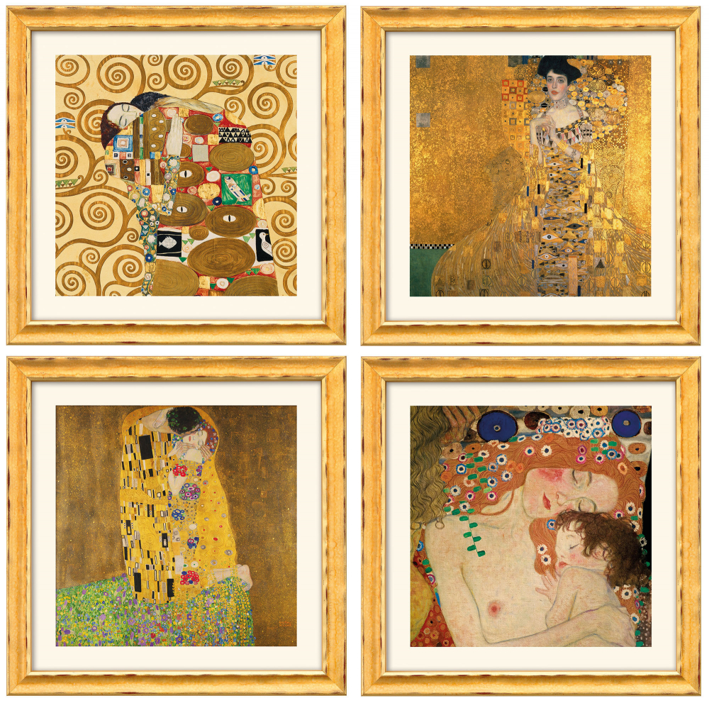 Gustav Klimt: Vier Bilder im Set, gerahmt | Kunst