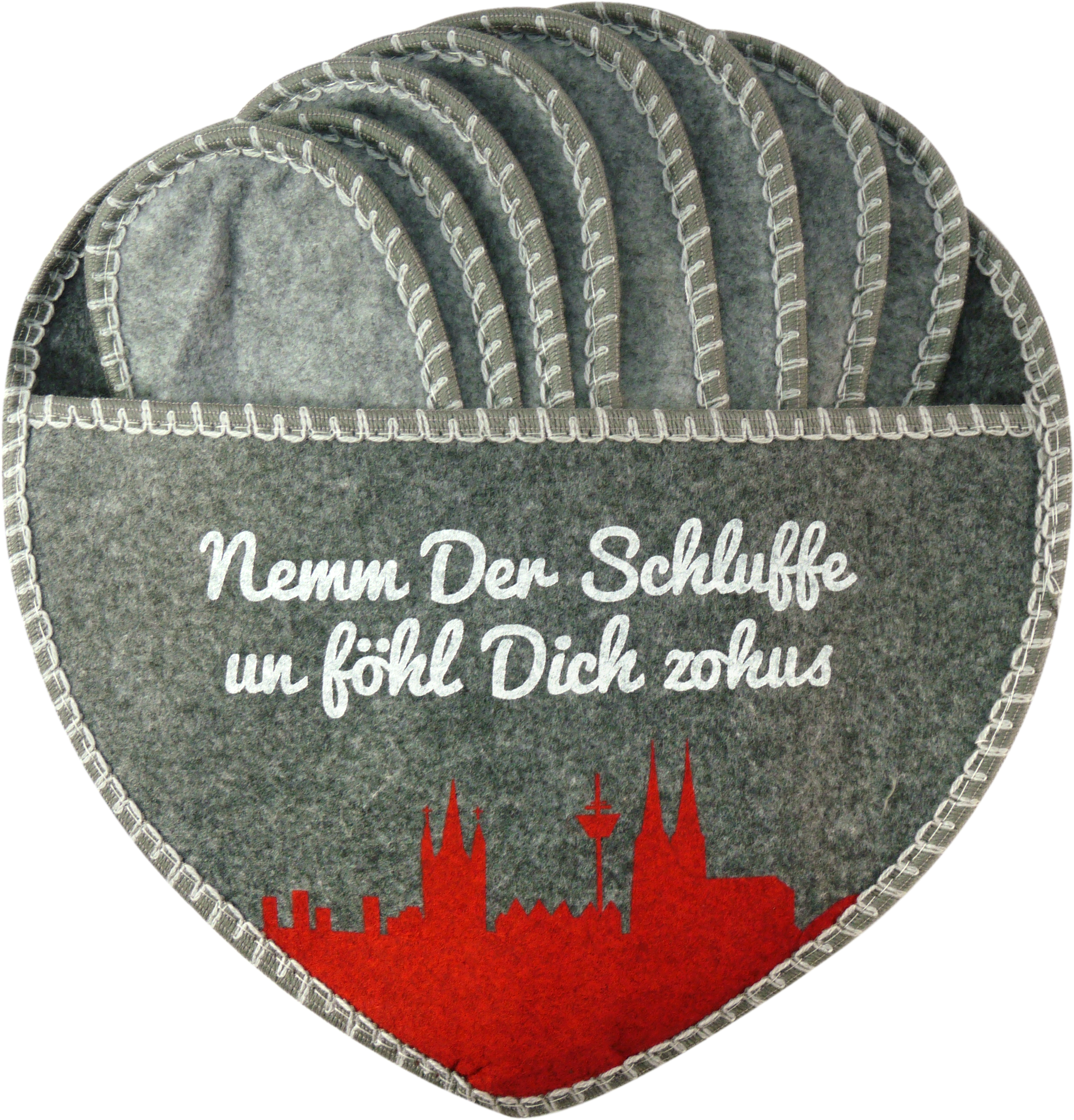 Köln Pantoffeln Softfleece rot/weiß Kölsch Prinzess Kölle Hausschuhe Cologne 